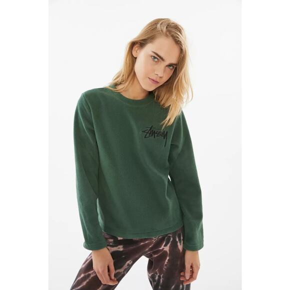 Stussy Terra Polar Fleece Sweatshirt - M Dark Green - Picture 1 of 4